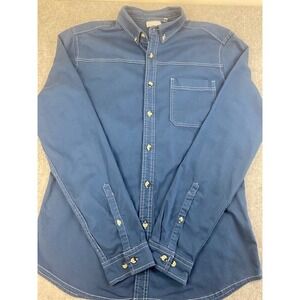 ASOS DESIGN Blue Long‎ Sleeve Button Up Shirt Contrast Stitching Size XL